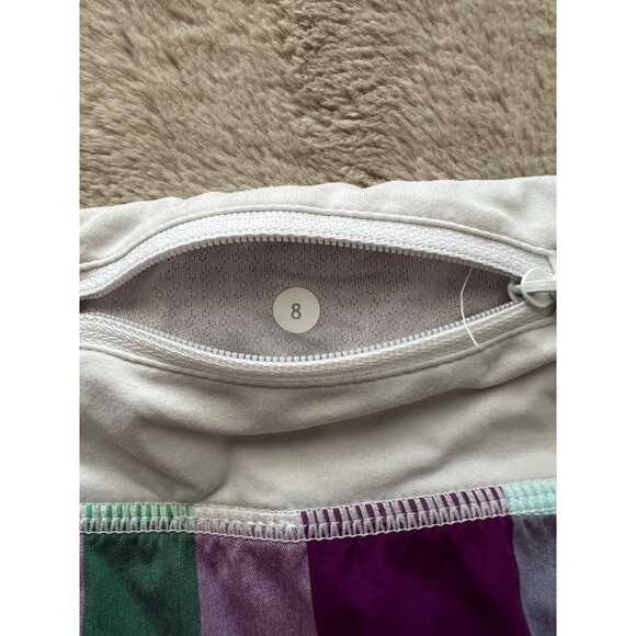 Lululemon Plaid Multicolor Swiftly Shorts Size 8 Activewear With White Waistband - Picture 5 of 8